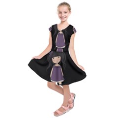 Dolly Girl In Purple Kids  Short Sleeve Dress by Valentinaart