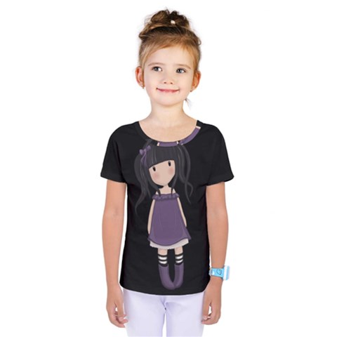 Dolly Girl In Purple Kids  One Piece Tee by Valentinaart