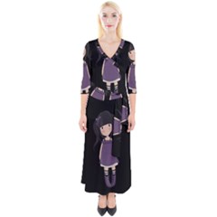 Dolly Girl In Purple Quarter Sleeve Wrap Maxi Dress by Valentinaart