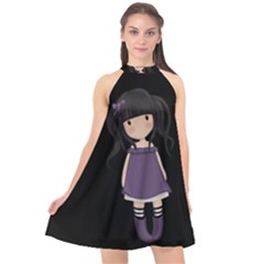 Dolly Girl In Purple Halter Neckline Chiffon Dress  by Valentinaart