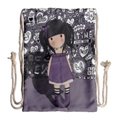 Dolly Girl In Purple Drawstring Bag (large) by Valentinaart