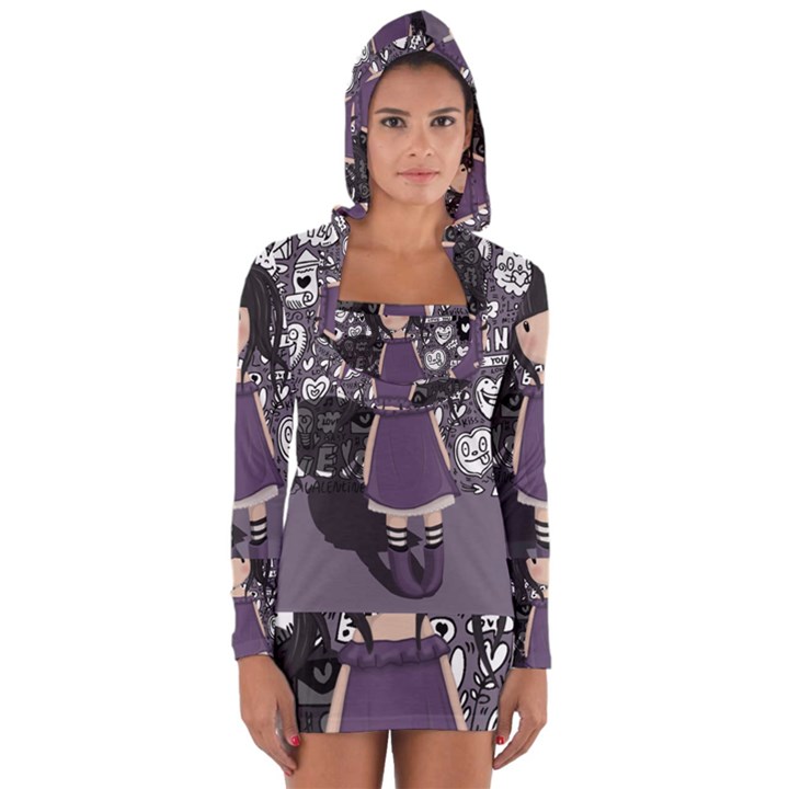 Dolly girl in purple Long Sleeve Hooded T-shirt