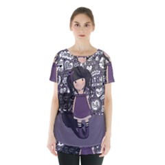 Dolly Girl In Purple Skirt Hem Sports Top by Valentinaart