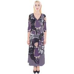 Dolly Girl In Purple Quarter Sleeve Wrap Maxi Dress