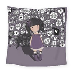 Dolly Girl In Purple Square Tapestry (large) by Valentinaart