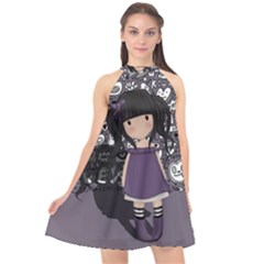 Dolly Girl In Purple Halter Neckline Chiffon Dress  by Valentinaart