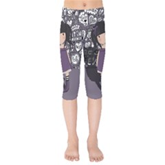 Dolly Girl In Purple Kids  Capri Leggings  by Valentinaart