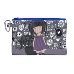 Dolly Girl In Purple Canvas Cosmetic Bag (large) by Valentinaart