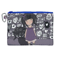 Dolly Girl In Purple Canvas Cosmetic Bag (xl)