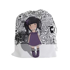 Dolly Girl In Purple Drawstring Pouches (extra Large) by Valentinaart