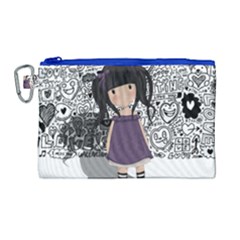 Dolly Girl In Purple Canvas Cosmetic Bag (large) by Valentinaart