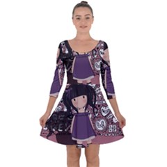 Dolly Girl In Purple Quarter Sleeve Skater Dress by Valentinaart