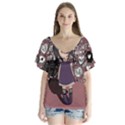 Dolly girl in purple V-Neck Flutter Sleeve Top View1