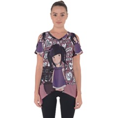 Dolly Girl In Purple Cut Out Side Drop Tee by Valentinaart