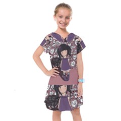 Dolly Girl In Purple Kids  Drop Waist Dress by Valentinaart