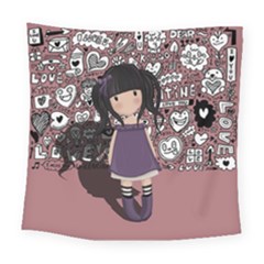 Dolly Girl In Purple Square Tapestry (large) by Valentinaart