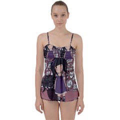 Dolly Girl In Purple Babydoll Tankini Set by Valentinaart