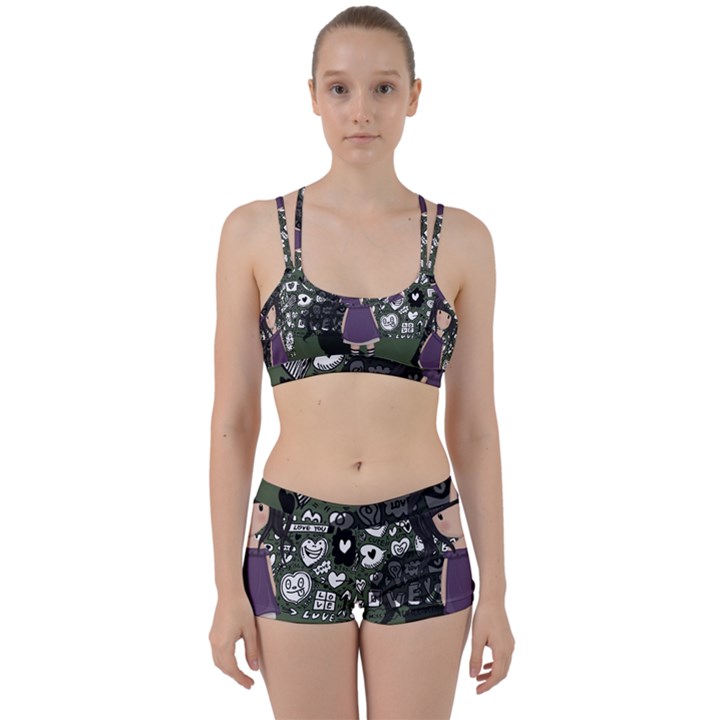 Dolly girl in purple Women s Sports Set