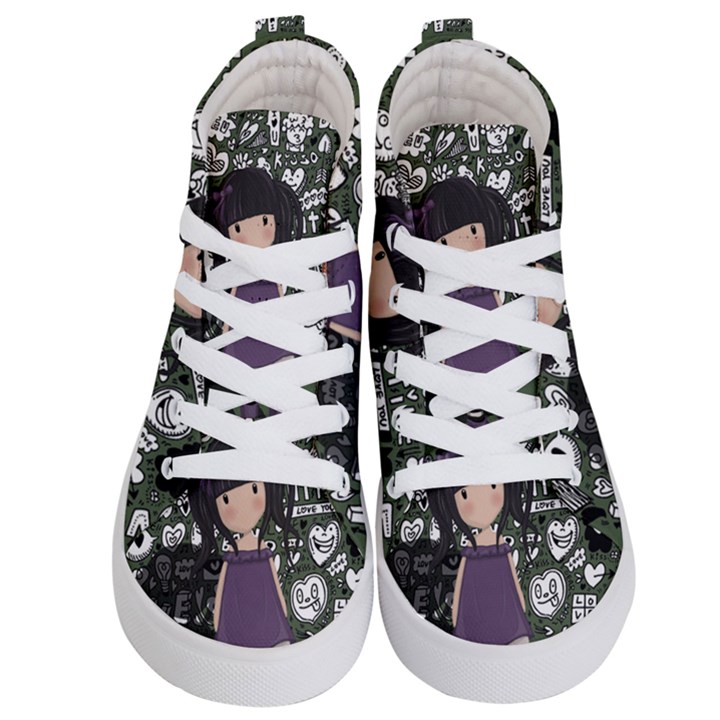 Dolly girl in purple Kid s Hi-Top Skate Sneakers