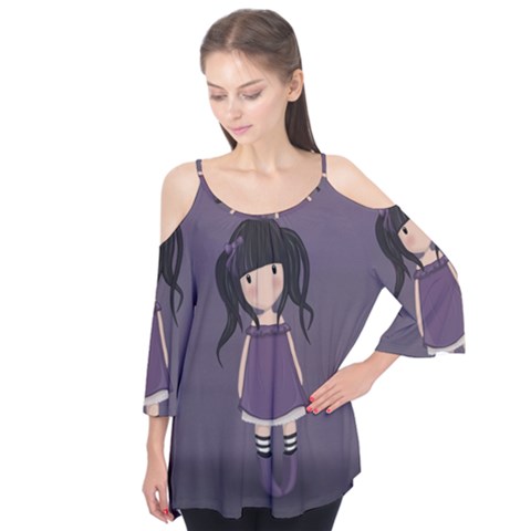 Dolly Girl In Purple Flutter Tees by Valentinaart