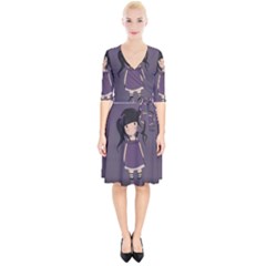 Dolly Girl In Purple Wrap Up Cocktail Dress by Valentinaart