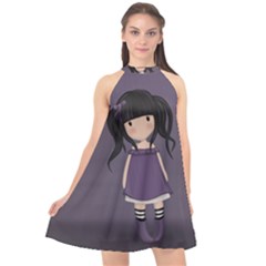 Dolly Girl In Purple Halter Neckline Chiffon Dress  by Valentinaart