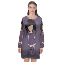 Dolly Girl In Purple Long Sleeve Chiffon Shift Dress  by Valentinaart