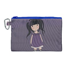 Dolly Girl In Purple Canvas Cosmetic Bag (large) by Valentinaart