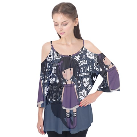 Dolly Girl In Purple Flutter Tees by Valentinaart