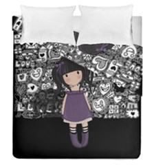 Dolly Girl In Purple Duvet Cover Double Side (queen Size) by Valentinaart