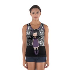 Dolly Girl In Purple Sport Tank Top  by Valentinaart