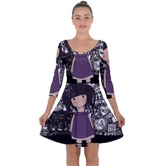 Dolly Girl In Purple Quarter Sleeve Skater Dress