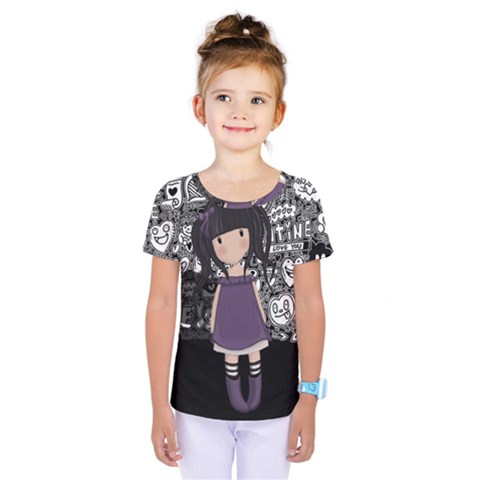 Dolly Girl In Purple Kids  One Piece Tee by Valentinaart