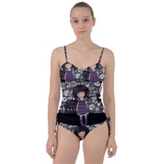 Dolly Girl In Purple Sweetheart Tankini Set