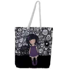 Dolly Girl In Purple Full Print Rope Handle Tote (large)