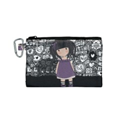 Dolly Girl In Purple Canvas Cosmetic Bag (small) by Valentinaart