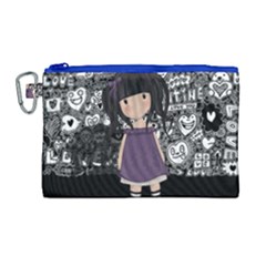 Dolly Girl In Purple Canvas Cosmetic Bag (large) by Valentinaart