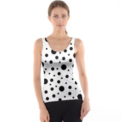 Black On White Polka Dot Pattern Tank Top by LoolyElzayat