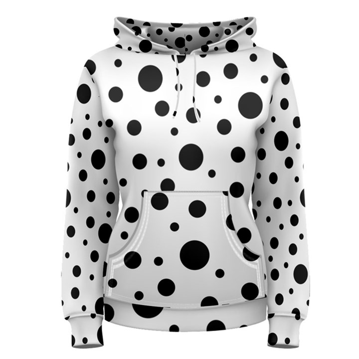 Black On White Polka Dot Pattern Women s Pullover Hoodie