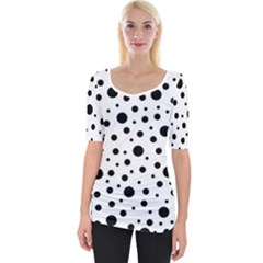 Black On White Polka Dot Pattern Wide Neckline Tee