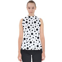 Black On White Polka Dot Pattern Shell Top by LoolyElzayat