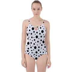 Black On White Polka Dot Pattern Cut Out Top Tankini Set by LoolyElzayat