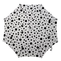 Black On White Polka Dot Pattern Hook Handle Umbrellas (small) by LoolyElzayat