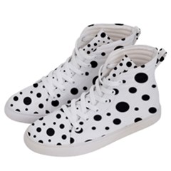 Black On White Polka Dot Pattern Women s Hi-top Skate Sneakers by LoolyElzayat