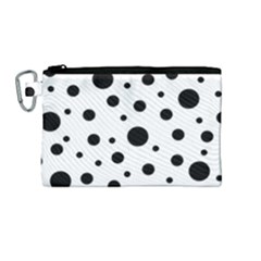 Black On White Polka Dot Pattern Canvas Cosmetic Bag (medium) by LoolyElzayat