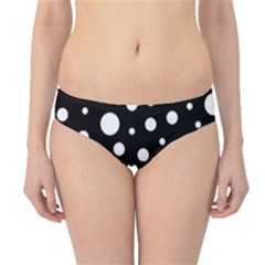 White On Black Polka Dot Pattern Hipster Bikini Bottoms by LoolyElzayat