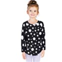 White On Black Polka Dot Pattern Kids  Long Sleeve Tee View1