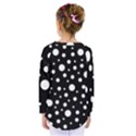 White On Black Polka Dot Pattern Kids  Long Sleeve Tee View2