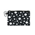 White On Black Polka Dot Pattern Canvas Cosmetic Bag (Small) View1