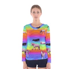 Horses In Rainbow Women s Long Sleeve Tee